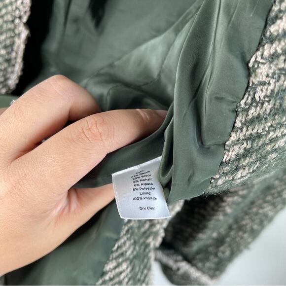 Talbots green tweed open front jacket size 12 petite - Picture 3 of 6